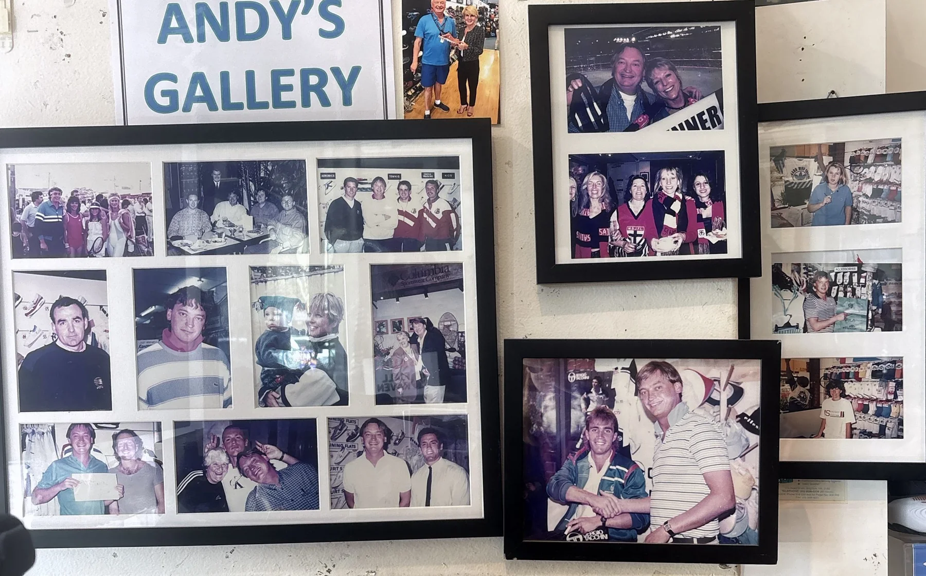 Andy’s Gallery wall of Sports Conscious memories